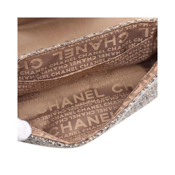 Pre Loved Chanel Tweed Chain Shoulder Bag Women Gray - Picture 3 of 8